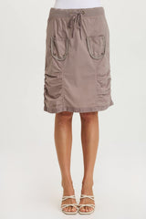 Tozie Poplin Ruched Panel Drawstring Mini Skirt