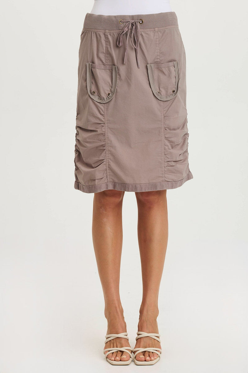 Tozie Poplin Ruched Panel Drawstring Mini Skirt