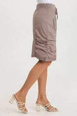 Tozie Poplin Ruched Panel Drawstring Mini Skirt