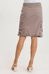 Tozie Poplin Ruched Panel Drawstring Mini Skirt