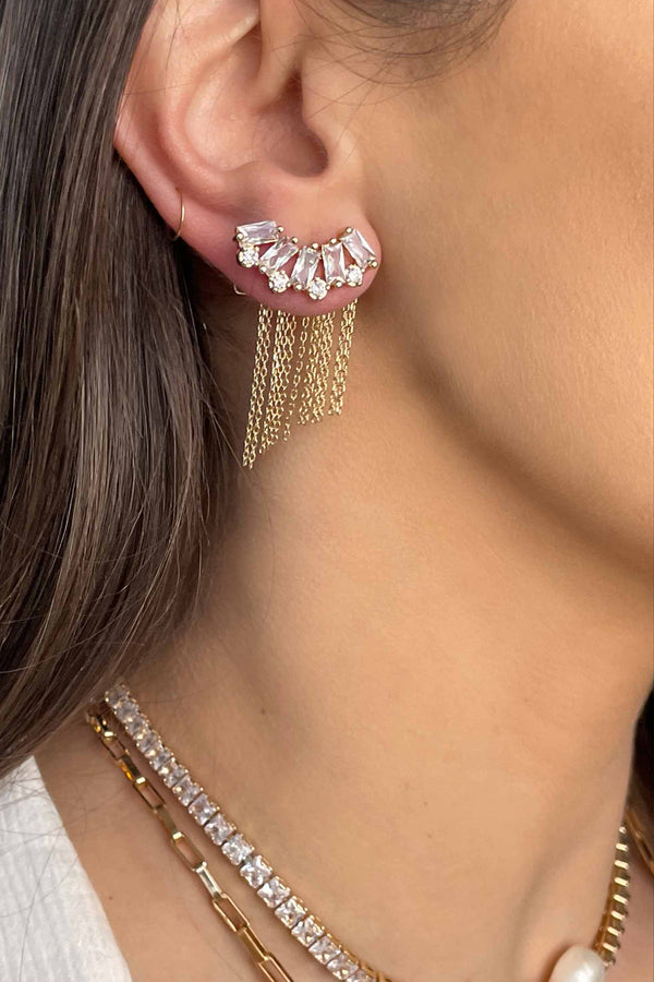 Baguette Crystal Three-In-One Ear Crawlers
