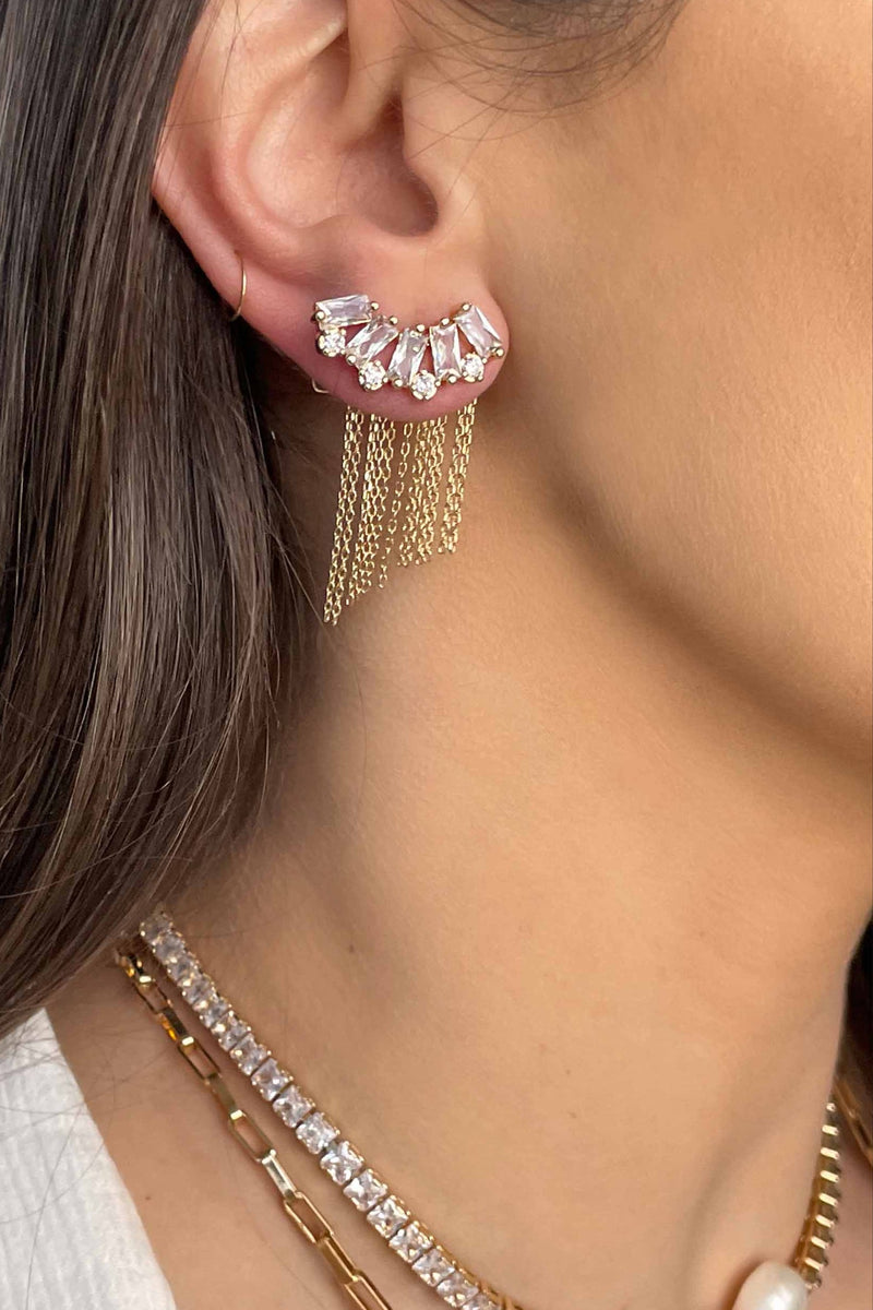 Baguette Crystal Three-In-One Ear Crawlers