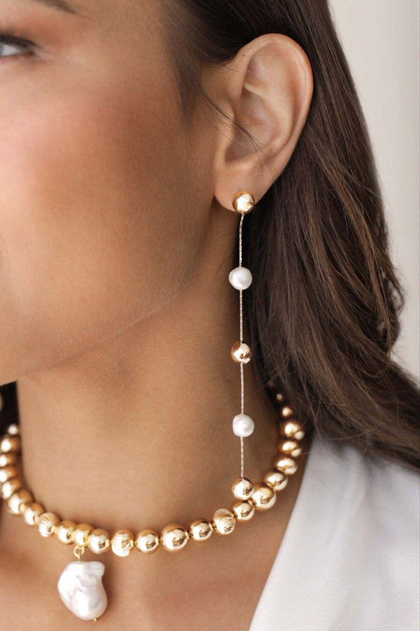 Alternating Freshwater Pearl Drop Earrings