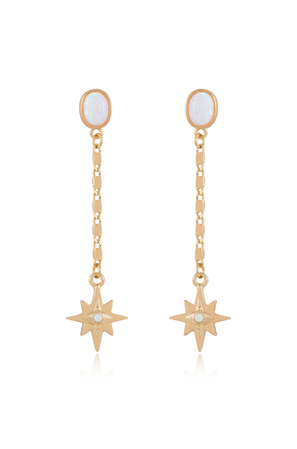 Celestial Opal Star Drop Earrings