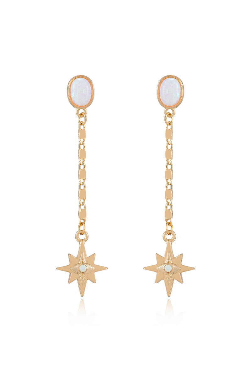 Celestial Opal Star Drop Earrings